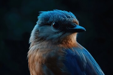 Fototapeta premium Eurasian jay perched quietly on a branch in the wild during twilight hours, Eurasian jay Garrulus glandarius in the wild A bird on a beautiful background