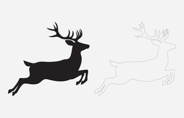 Deer silhouette vector art Illustration Isolated on white background
