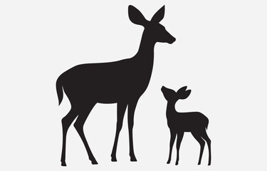 Deer silhouette vector art Illustration Isolated on white background
