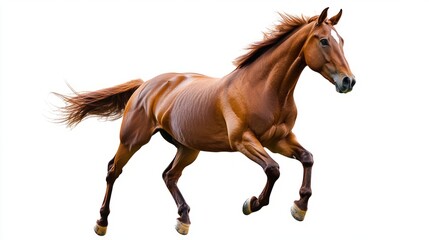 Bay horse in a clean, minimalist composition, symbolizing elegance and simplicity.
