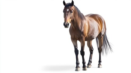 Obraz premium Bay horse in a clean, minimalist composition, symbolizing elegance and simplicity. 