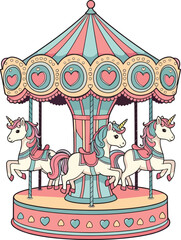 Enchanting Pastel Unicorn Carousel Whimsical Fairytale Design Art