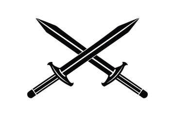 Silhouette art design of two crossed swords.eps