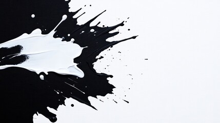 Naklejka premium Dynamic Black and White Paint Texture Abstract Artwork