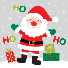 christmas card with santa claus and christmas gift design