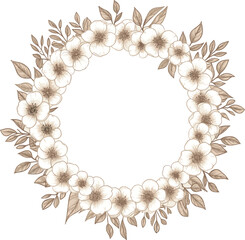 Elegant Floral Wreath Design Beige Flower Circle Frame for Wedding Invitations
