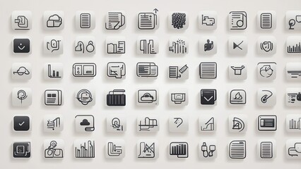 "Collection of Data Icons: Featuring Gathering, Acquisition, Retrieval, Sampling, and Points – Simple Line Vector Set"