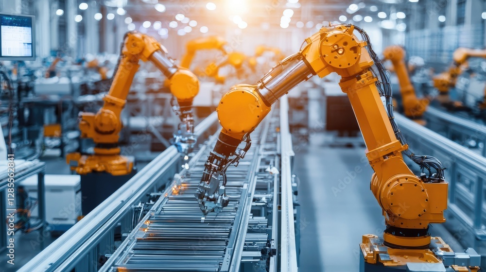 Aufkleber advanced robotic arms automating production in modern factory setting
