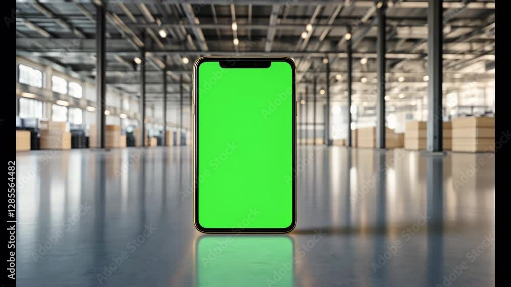 Aufkleber modern smartphone with green screen in spacious interior showcasing digital technology and sleek des