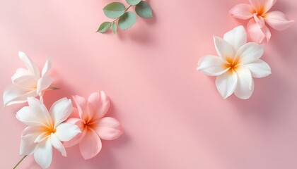 Delicate Pink and White Plumeria Blossoms: A Soft, Romantic Floral Arrangement