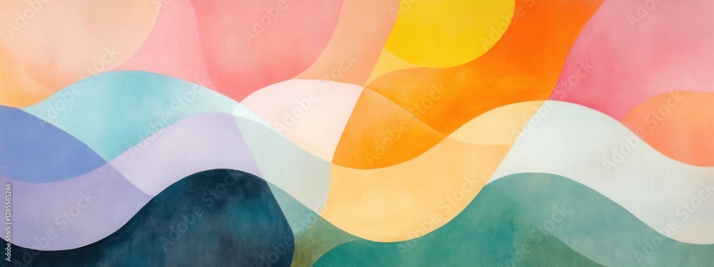 Poster abstract colorful waves in soft pastel shades for modern art background and design use