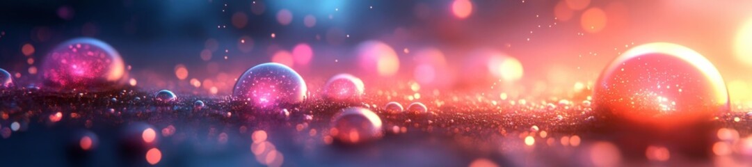 Fototapeta premium Magical Bubble World with Sparkling Lights and Dreamy Background. Generative AI
