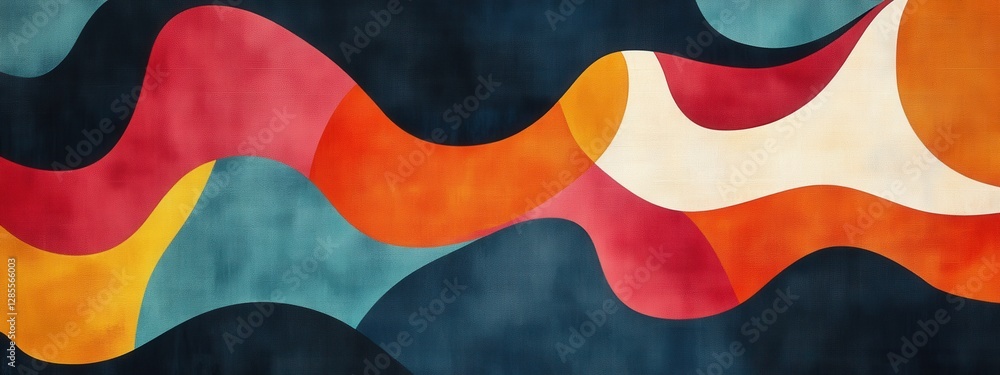 Aufkleber abstract colorful waves on dark background with smooth curves and gradients in vibrant hues