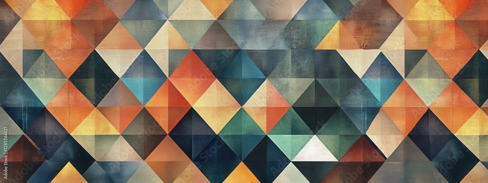 Poster colorful geometric pattern with triangles and abstract design in muted tones