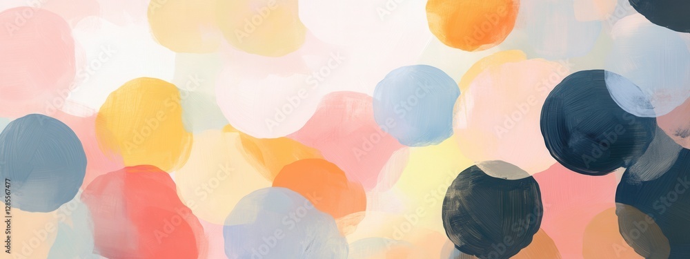 Poster soft abstract background with colorful circular shapes in pastel and bold hues