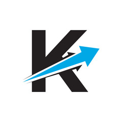 Initial Arrow Logo combine with letter K vector template