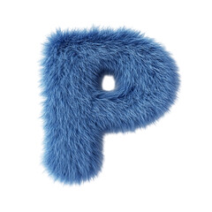 Fluffy Blue Letter P Font Design Soft Texture Alphabet