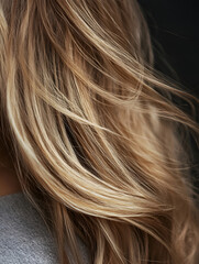 Fototapeta premium Silky and Luxurious Blonde Hair Texture with Soft Waves Highlighted by Light : Generative AI