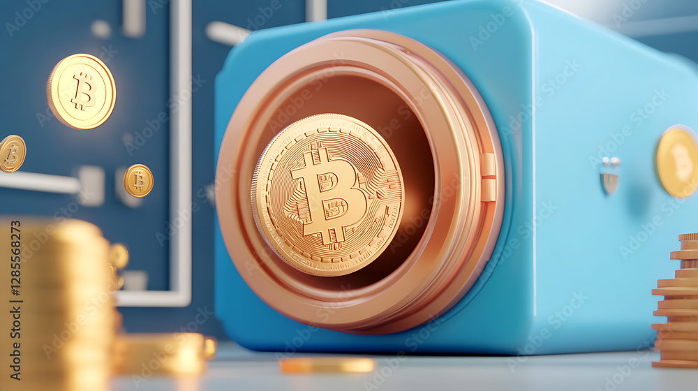Poster bitcoin mining vault global trends in cryptocurrency storage digital assets virtual environment clos