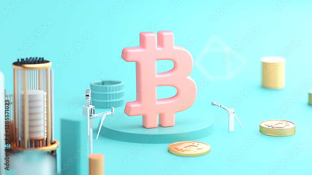 Poster global btc mining operations visualized digital infrastructure cryptocurrency hub creative environme