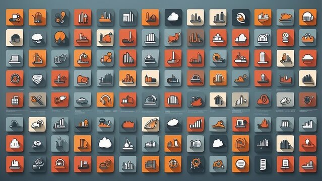 "Collection of Industry Analysis Icons: Competitor, Trends, SWOT, Strategy, Growth, Market Share, and Competitive Advantage"