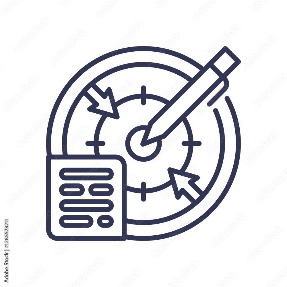 Aufkleber target with arrows and document symbolizes precision and aim in achieving goals.