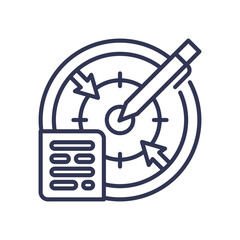 Target with arrows and document symbolizes precision and aim in achieving goals.