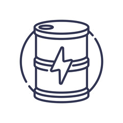 Oil barrel with a lightning bolt symbolizing energy and power.