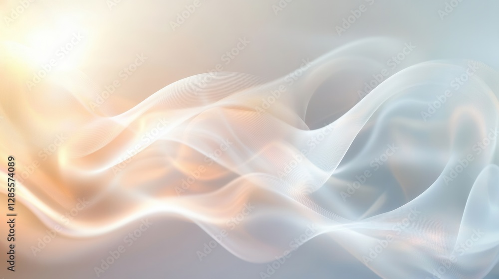 Poster ethereal wave of colorful light flowing through a soft abstract background design element