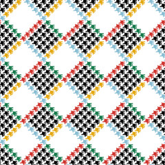 Houndstooth Pepita seamless pattern. Repeating Pepito texture. Repeated abstract argyles for design BW prints. Repeated houndstooth plaids and dogtooth.