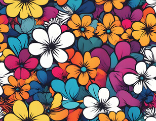 Obraz premium Seamless colorful flower with cool isolated pop art style background