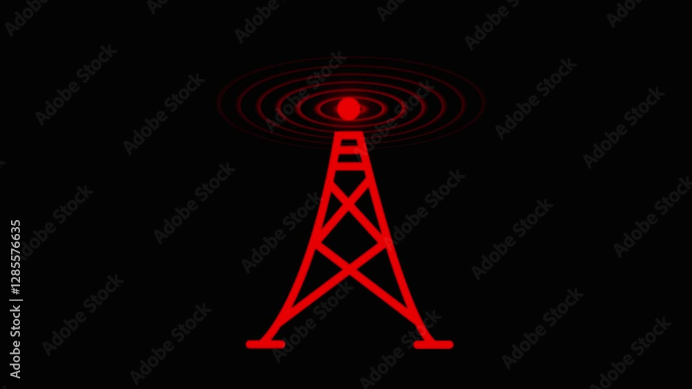 Aufkleber radio waves tower connective network and signal waves ,technology. radio tower network connecting an