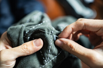 Decorating clothes with Sashiko, a traditional Japanese embroidery and stitching technique