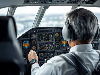 Aircraft cockpit operation airplane image aviation pilot's view control