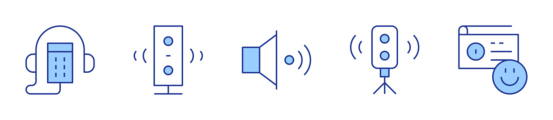 radio, speaker, audio, audio guide. Audio Icon vector illustration. Line Duotone style. Editable stroke