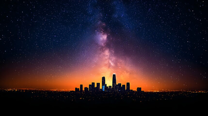 Cityscape Milky Way Night Sky