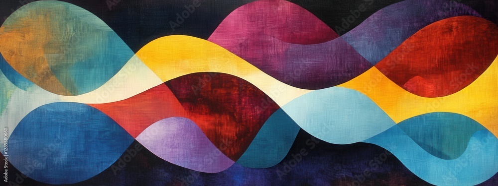 Poster vibrant abstract waves with colorful curves and modern artistic expression for creative spaces