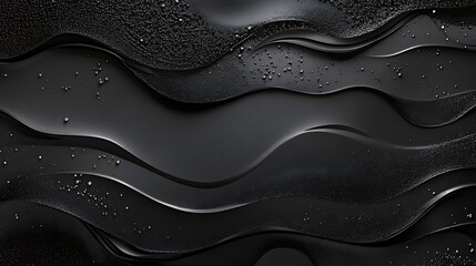 Abstract Black Liquid Waves: A Close-Up, High-Contrast Image AI Generated