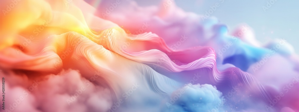 Poster colorful abstract waves of light and soft clouds in a dreamy atmosphere of serenity