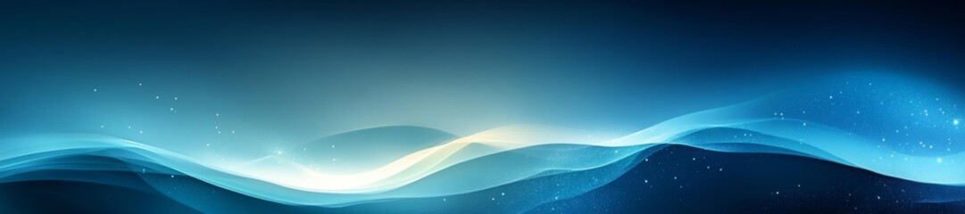 Abstract Blue Flowing Lines with Soft Gradient and Glowing Effect. Generative AI