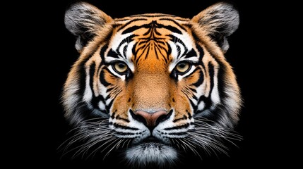 Fototapeta premium Majestic tiger portrait jungle animal photography black background close-up wildlife conservation