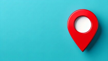 A red map pin on a vibrant blue background, highlighting a location or destination