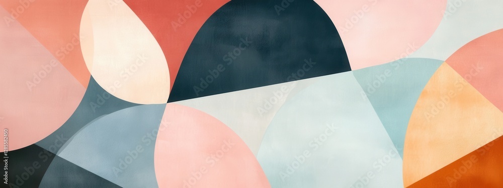 Poster abstract geometric design with soft colors and fluid shapes in trendy modern style
