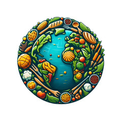 Naklejka premium World Food Day holiday concept with earth or globe isolated on transparent background