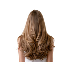 Obraz premium A flowing mane of long, silky hair with soft waves, warm color and healthy shine, Isolated on white background.