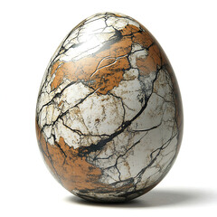 marbled Easter egg with intricate patterns on white background
