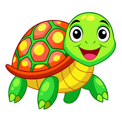Obraz premium A Happy Cartoon Turtle with Bright Green Shell and Orange Spots