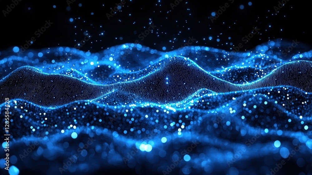 Poster mesmerizing wave of light cascading through space creating a stunning visual representation of energ