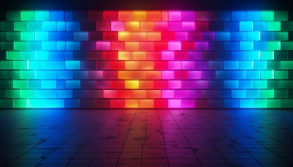 stage room with colorful rainbow lights empty