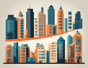 Fototapeta premium modern flat city building silhouette illustration Free Vector background.
